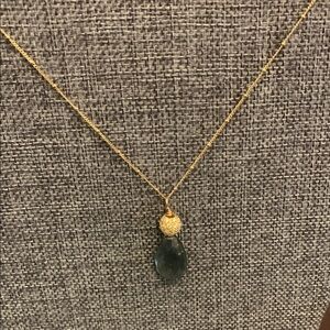 Elegant Gold and GreenTeardrop Pendant Necklace